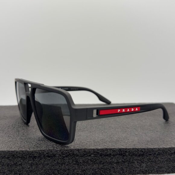 Prada Linea Rossa PS 01XS DG002G Black Sunglasses Polarized Dark Grey Lens READ - Picture 2 of 10